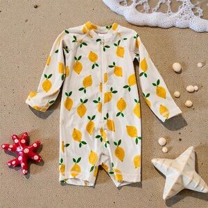 Hanna Andersson Yellow Lemon Kids Rashguard one piece